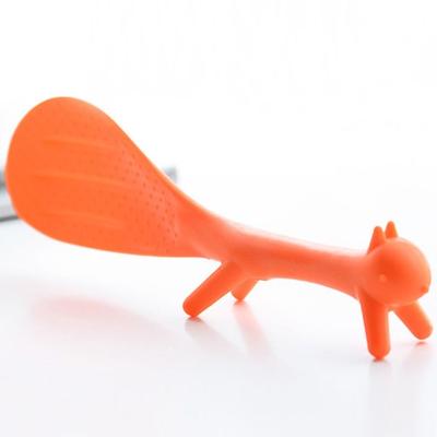Non Stick Squirrel Shaped Ladle Kitchen Supplie PP Lovely Meal Spoon Can Stand Rice Scoop