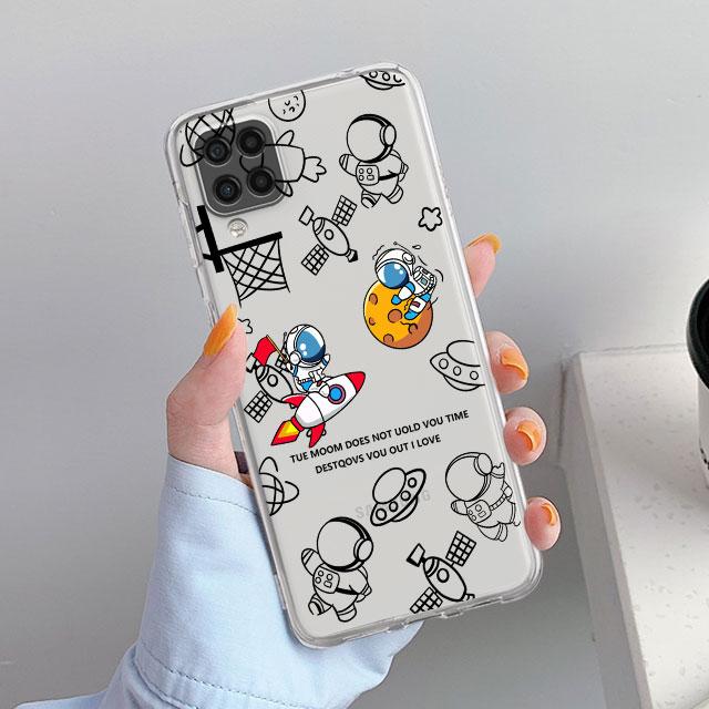 Astronauten Kosmonaut Niedliche Klare Hülle Für Samsung Galaxy A52 A12 A51 A32 A21s A71 A32 A22 50 A70 A31 A72 5G Handyhülle