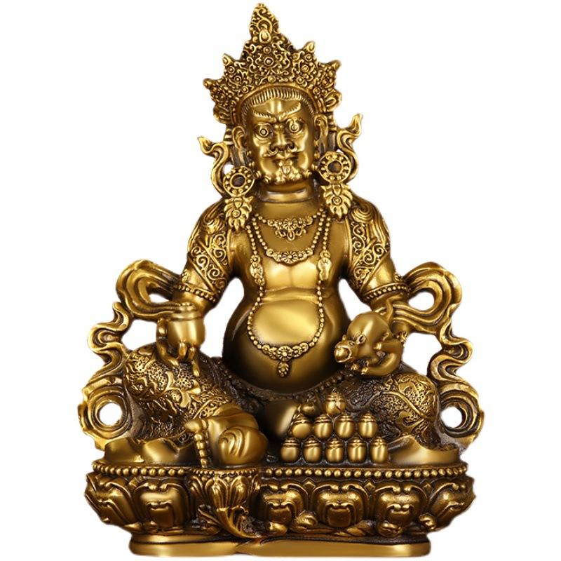 Žlutá Sochy Plná Měď Buddha Jedoucí na Drakovi Bílá Černý Bůh Bohatství Domácí Pracovna Sh