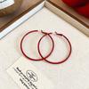 Silver Needle Cold Wind Round  Ring Earrings European and American Simple Exaggerated Atmosphere Earrings Fashionable Versatile Design Sense Earrings