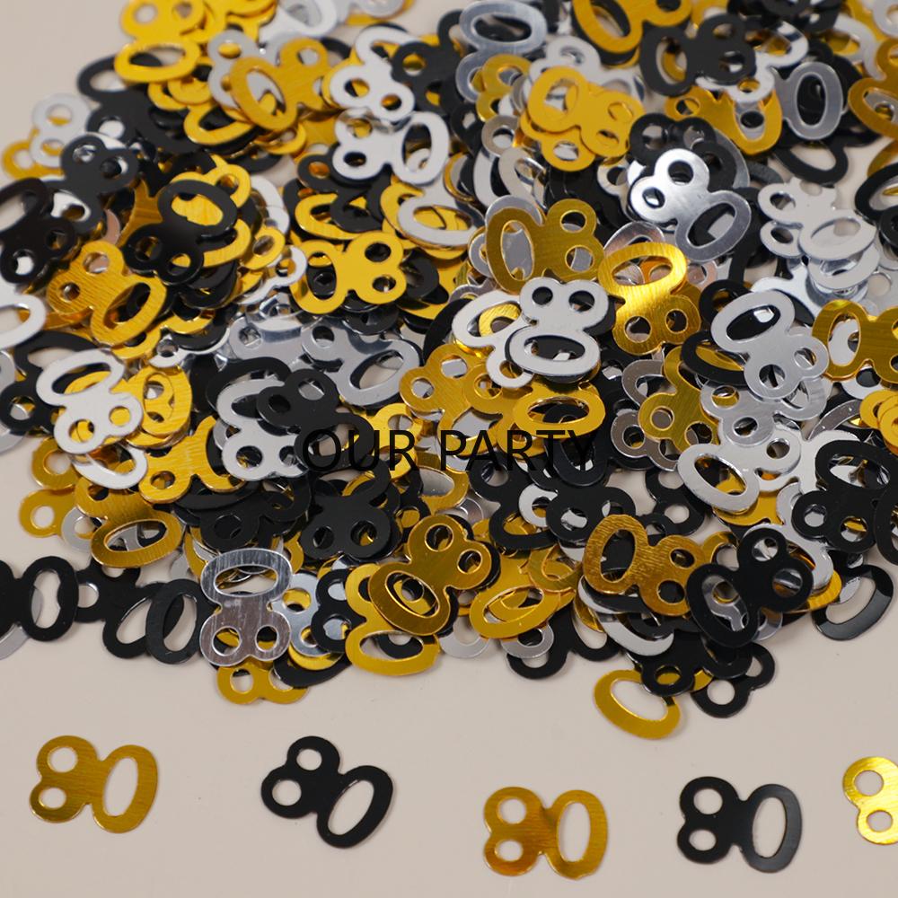 15g/bag Number 80th Years Old Sequin Confetti Digital 80 Table Scatter for Anniversary Happy Birthday Party Decorations