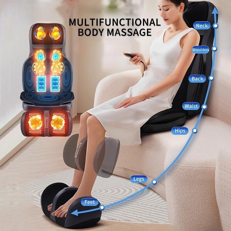 Neck Back Waist Massage Cushion Heat & Vibrate Massage Pad Multifunctional Electric Full Body Massage Chair