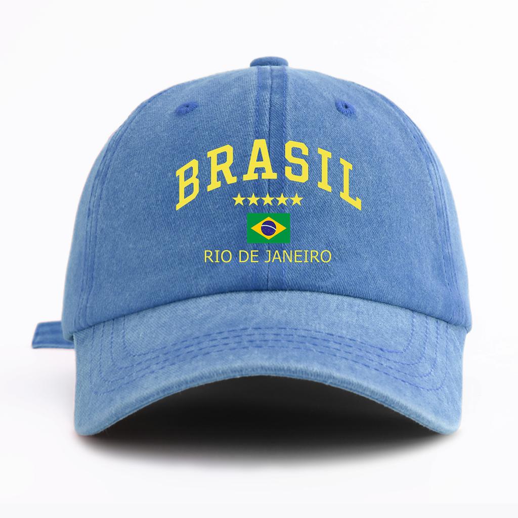 Berretto da Baseball Unisex con Stampa Bandiera Lettere Brasile Lavato Cappello da Papà Retrò Vintage Disponibile in Diversi Colori Retrò Cappello da Sole da Esterno