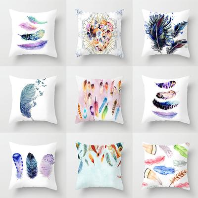 Home Decor Colorful Feather Patterns Pillowcase for Home Pattern Cushion Cover Suitable for Sofa Bedroom Car Pillow Cover