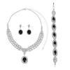 Luxuriöses Qualitäts-Tropfen-Halsketten-, Ohrring- und Armband-Schmuckzubehör-Set für Hochzeitskleider und Formelle Kleidung