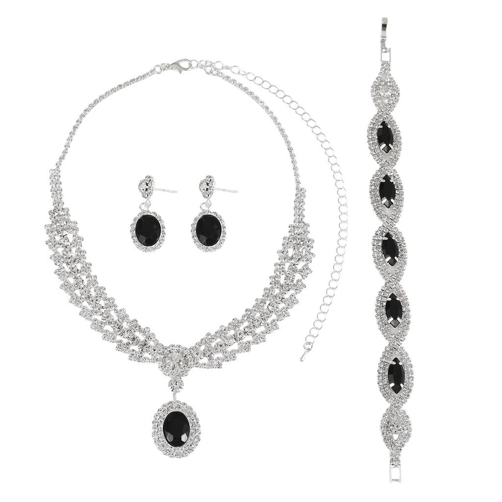 Luxuriöses Qualitäts-Tropfen-Halsketten-, Ohrring- und Armband-Schmuckzubehör-Set für Hochzeitskleider und Formelle Kleidung