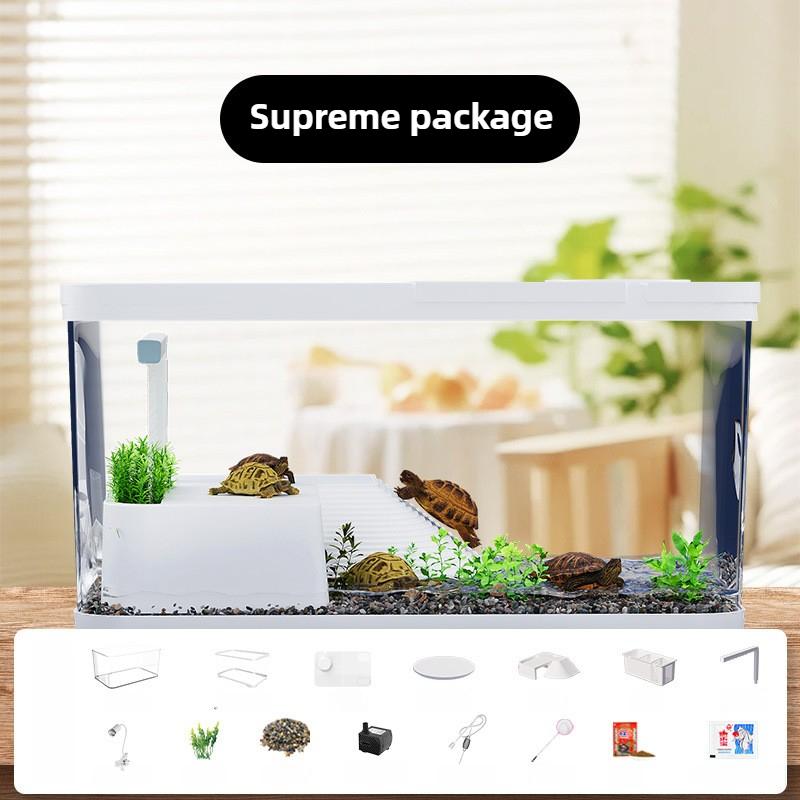 Turtle Tank Glass with Sunlight Backlight Desktop Landscaping Turtle Tank Terrariums Breeding Container Reptile Pet Product