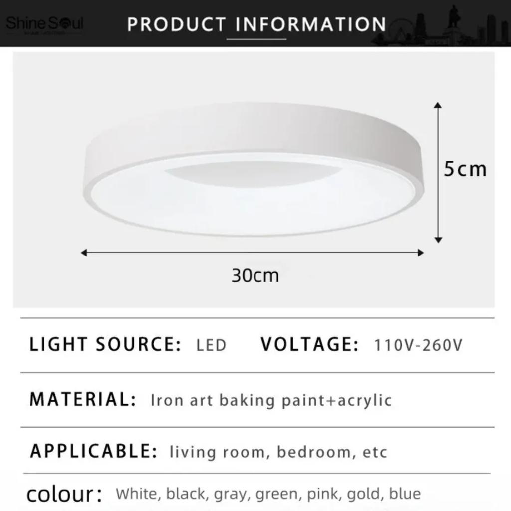 Nowa lampa sufitowa Nordic Macaron Okrągła 110V-260V Ściemniana Sypialnia Korytarz Gabinet Balkon Pokój dziecięcy Światło