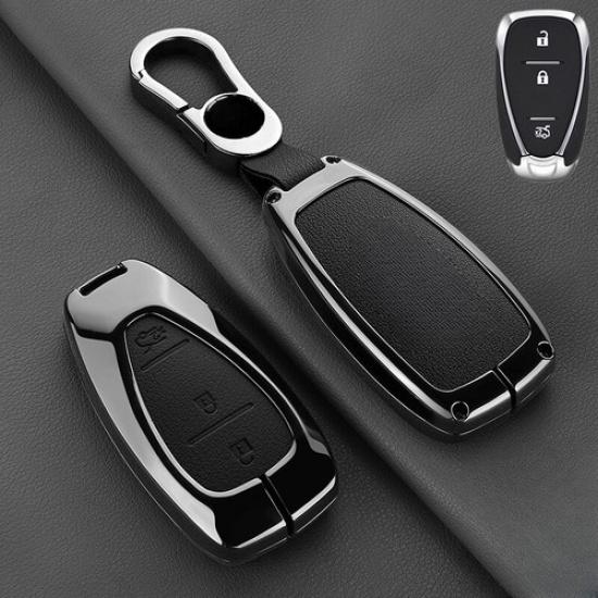Leather Zinc Alloy Car Key Case Cover For Chevy Spark Trax Camaro Malibu Cruze