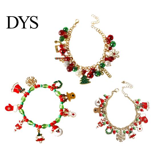 Lässiges tägliches Winter Schmuckstück Weihnachten Charm Armband für Frauen, Weihnachtsmann Schneemann Glocke Handschuh Festlicher Schneeflocken Armreif Baum Anhänger Armband,