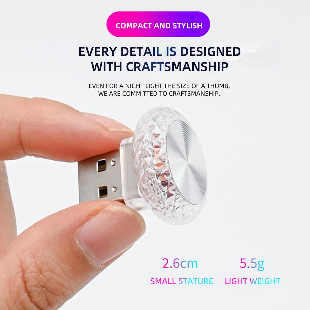 1x RGB Car USB Ambient Light Mini LED Decorative Atmosphere Lamps For Auto Interior Environment Light Computer Light Plug Play