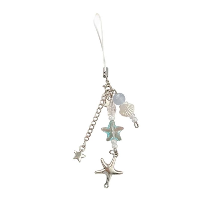 

Elegant Alloy Starfish Designs Phone Charm Portable Keyring for Phone Bags Fashionable Decoration