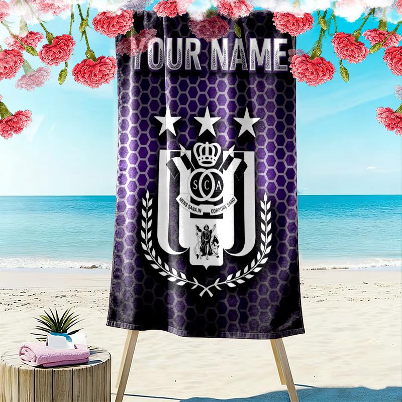 Name Custom RSC Anderlecht Print Beach Towel, Large Soft Quick Dry Towel for Beach Camping Swimming