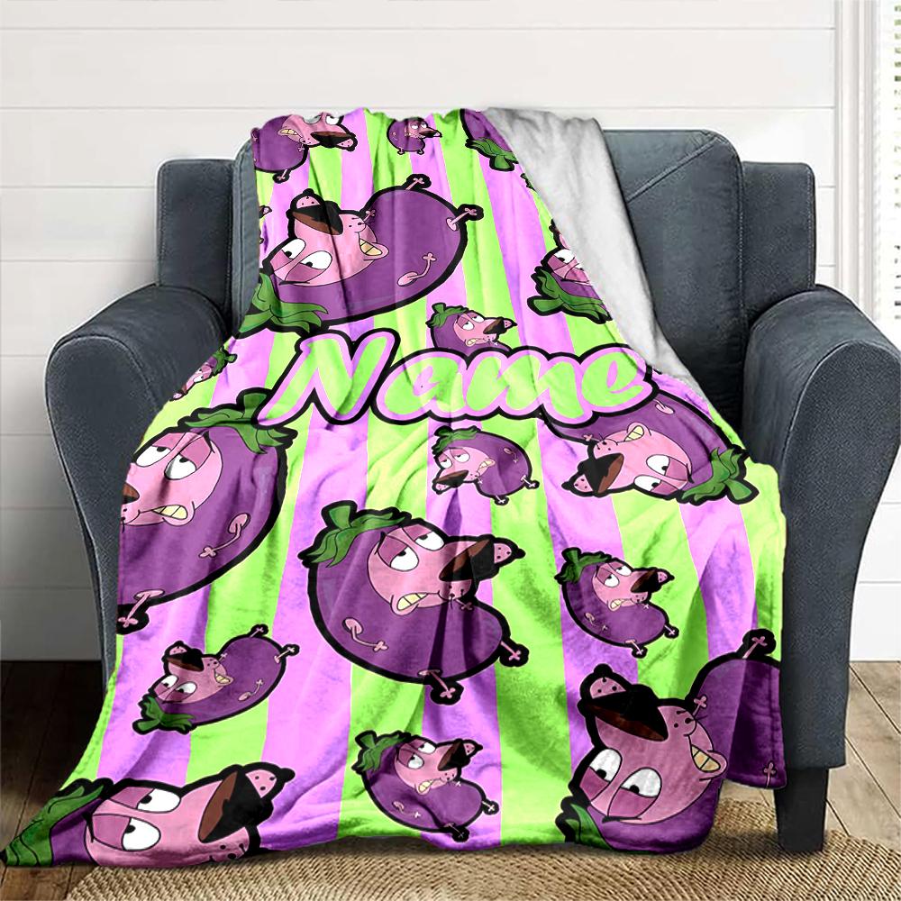Customiz Name Personality Courage the Cowardly Dog Blanket Soft &Warm Sofa Office Bed Travel Lunch Break Blanket, Gift Suitable All Seasons