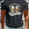 Men Oktoberfest Beer Graphic T-Shirt Casual Short Sleeve Summer Tee for Big Tall Black Polyester Men Clothing