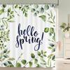 Green Plant Leaf Vines Flowers Shower Curtain Modern Nordic Minimalist Printed Polyster Home Decor Bathroom Curtain with Hooks
