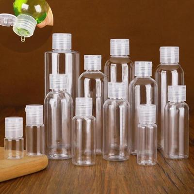 30 ml – 150 ml Kunststoff-PET-Lotionsflaschen mit transparentem Klappdeckel, nachfüllbar, leere Kunststoff-Probenflasche, Schmetterlingsverschluss, Make-up-Werkzeug