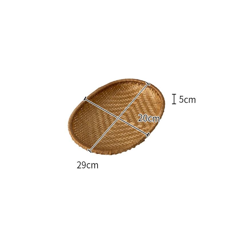 HeMu Bamboo woven oval basket Bamboo storage basket drying round dustpan Hotel storage steamed bun basket fruit basket