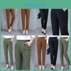 Pantaloni da Donna Slim a Vita Alta per Primavera Autunno con Tessuto Elasticizzato in Misto Cotone per Uso Casual