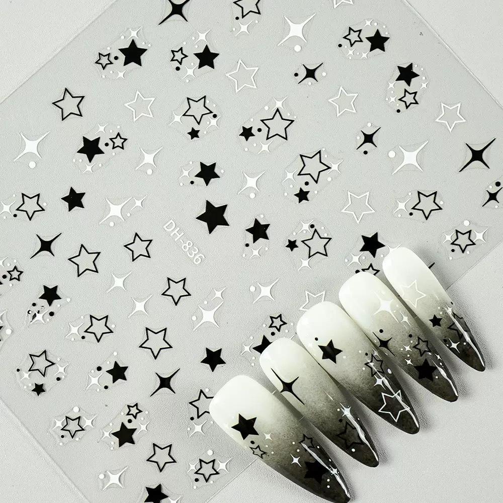 DIY Shiny Star Nail Art Stickers - Transparent, INS Style, Adhesive Four-Pointed Stars