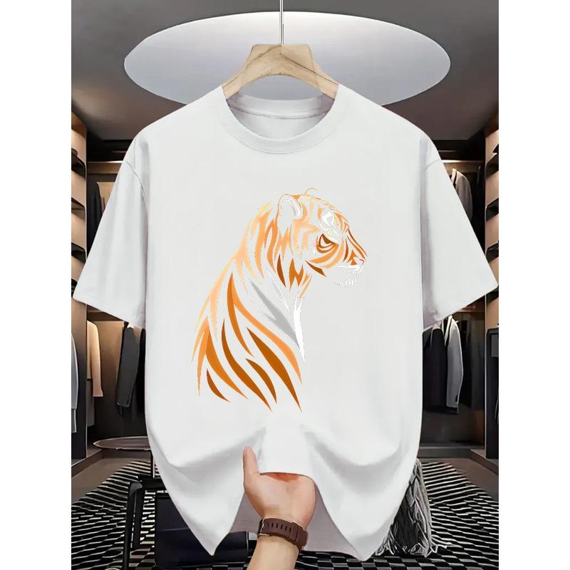 European sizes Men's Summer Short Sleeve T-Shirt with Letter '' Print - Casual Round Neck Breathable Top, Short Sleeve Summer Wear for Hot Weather