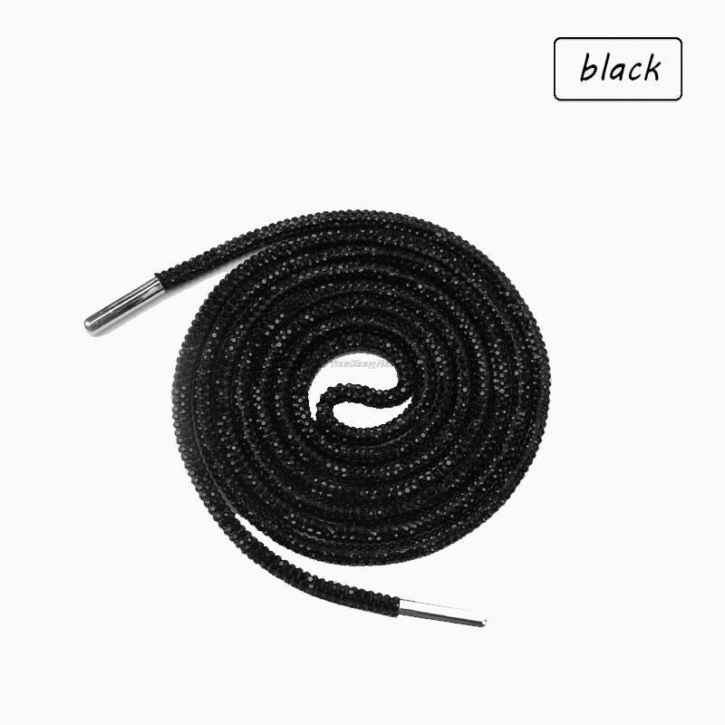 

1 шт. Роскошные шнурки со стразами Радужные бриллиантовые шнурки Шнурки для кроссовок Шнурки для обуви Круглые шнурки 100/120/140/160 см DIY Шнурки 100cm чёрный