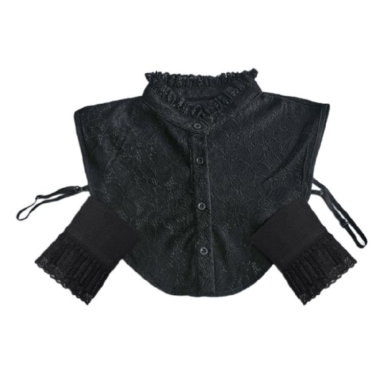 Women Clothes Accessories Wrist Cuffs and Lace Ruffle Half Shirt Fake Collar Set