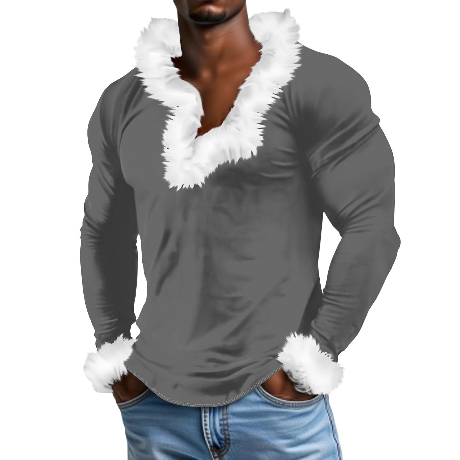 

Men s Casual Solid-color Plush V-neck And Fleece Warm Long-sleeved Sweatshirt S