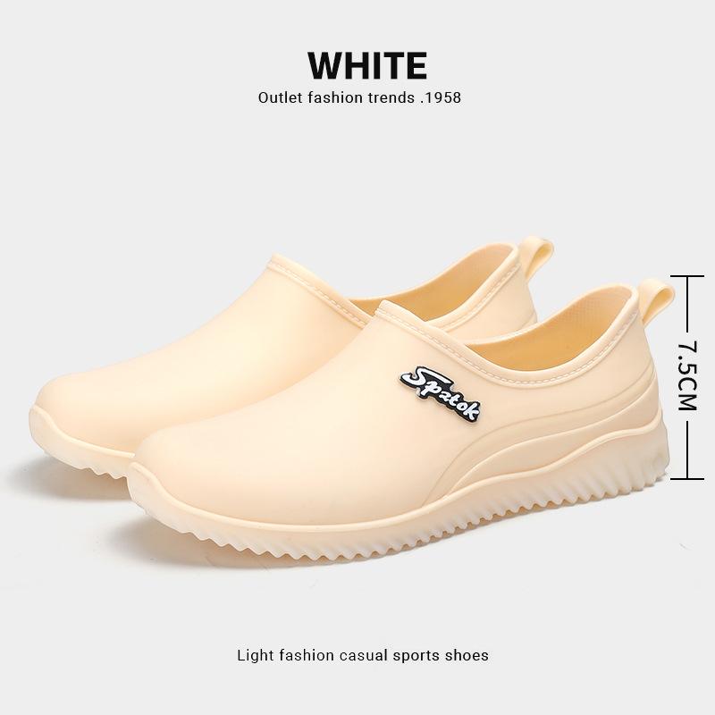 Water Shoes New Fashion Light Mouth Rain Shoes Women, Non-slip Waterproof Thickened Spring and Autumn Low-top Rubber Shoes Women