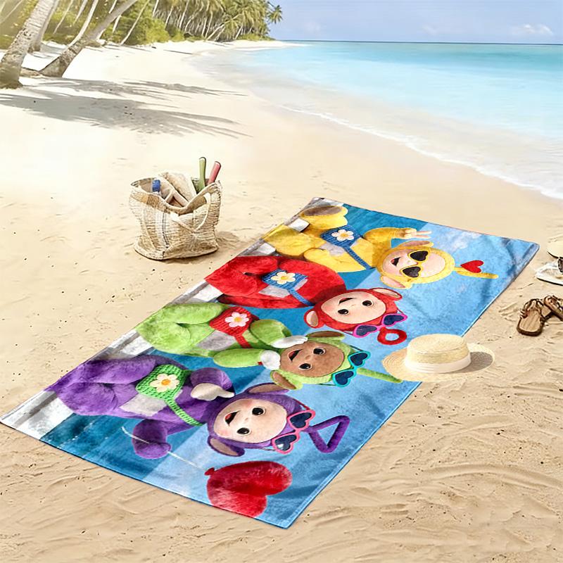Teletubbies Print Beach Towel, Large Soft Quick Dry Towel for Beach Camping Swimming