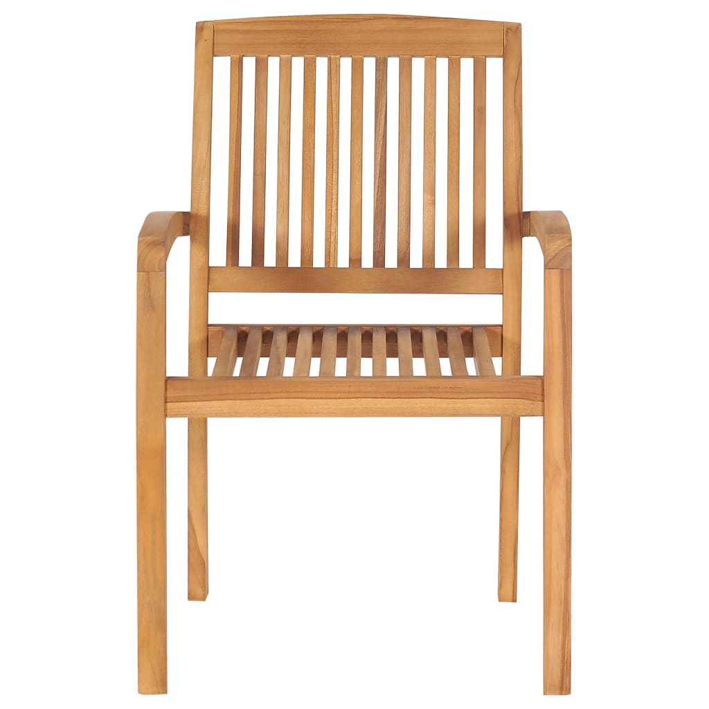 Stackable Garden Chairs with Cushions 8 pcs Solid Teak Wood