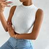 Foreign Trade Women's Clothing Pullover round Neck Sleeveless Midriff-Baring Short Vest Female Summer Outer Wear Inner Wear Micro Open Back Tops