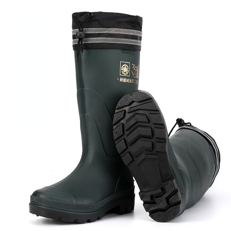 Winter Windproof Plush Rain Shoes Men High Rain Boots Safety Reflective Rain Boots At Night  High Quality Pvc Water Boot Men