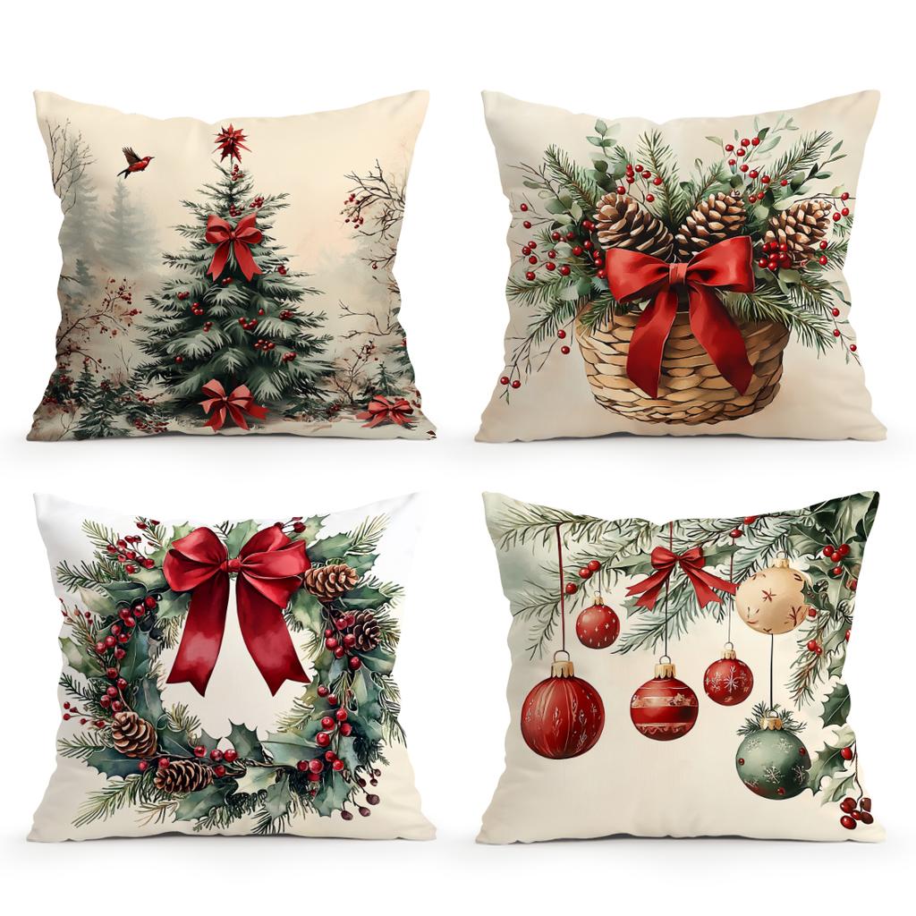 Winter Flower Christmas Pillowcase Printed Polyester 45x45cm Throw Pillowcover Decorative Sofa Cushion Pillowslip Home Decor