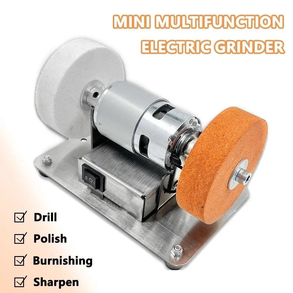 100W Stasjonær Dobbel Slipeplate Maskin Mini Multifunksjonell Elektrisk Kvern Husholdnings Polering Borre Kraftverktøy