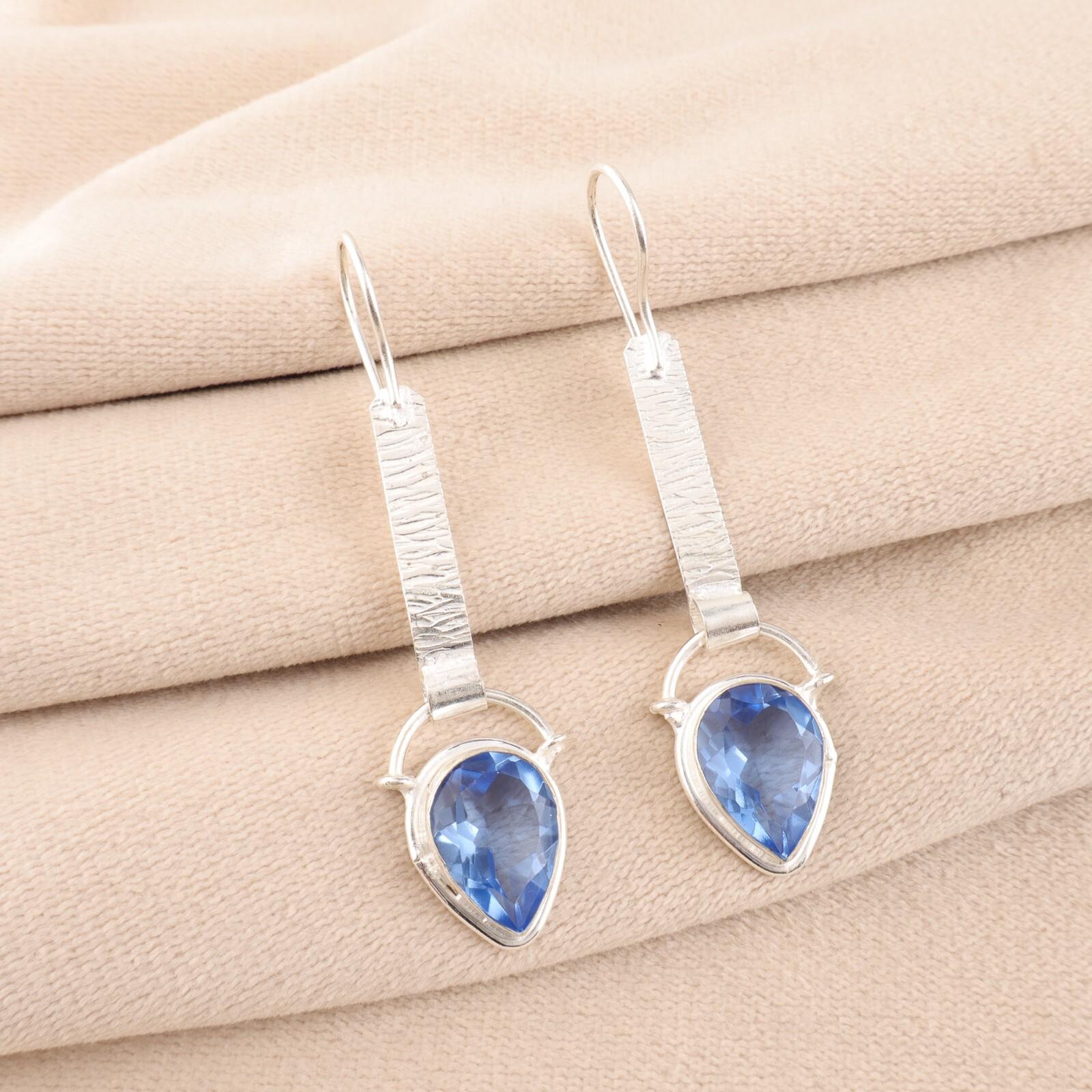 

Танзанит Драгоценный камень 925 Стерлинговое серебро Ювелирные изделия Женские Серьги ручной работы 2,3 EE-166-5