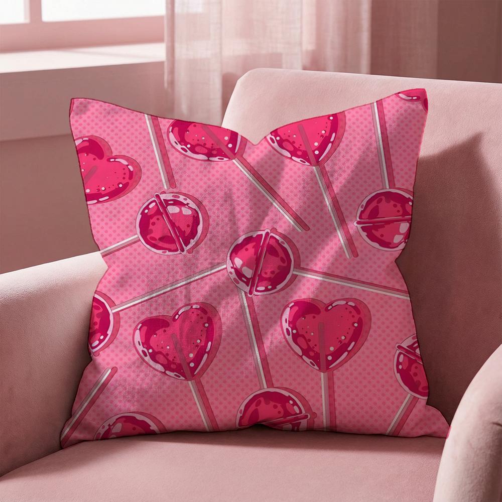 Pink candy Cushion Cover Multi-Scene Pillow Cover for Home & Car - Reversible, Soft & Durable for Daily Use