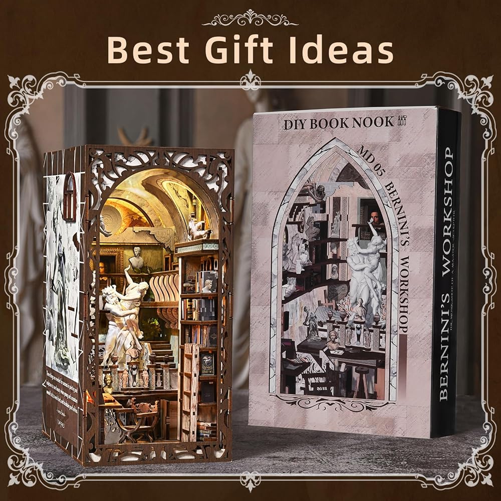 MiniCity DIY Book Nook Kit with LED Light - Dollhouse Miniature House Kit for Beginners and Teens