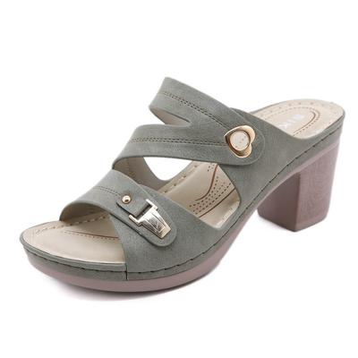 Sommer Damen Sandalen Dicke Hohe Absätze Große Größen Bequeme Hausschuhe