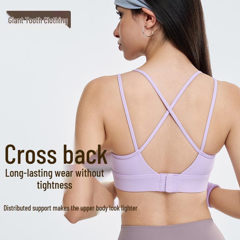 Women's Shockproof Sports Bra - Stylish Back Yoga Vest with Fixed Cup for Pilates and Fitness