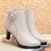 Pointed short boots women's high heels autumn and winter, new stiletto white boots with skirt mother cotton shoes velvet leather shoes