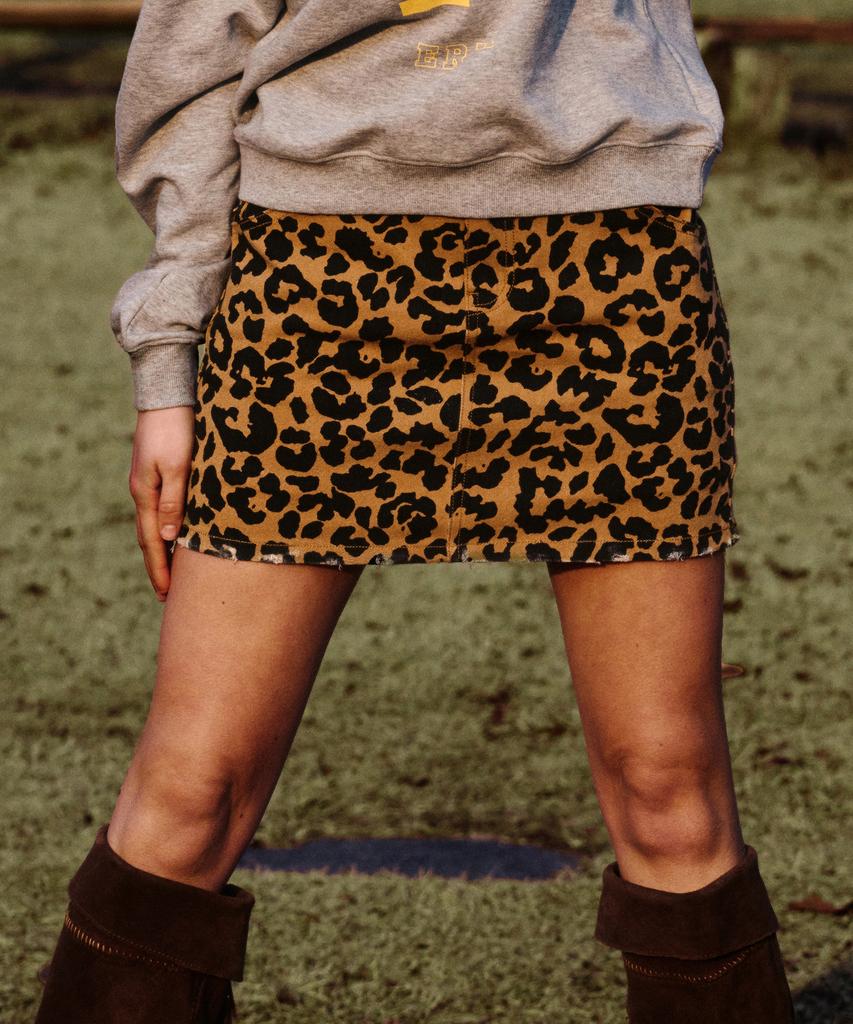 ERER Leopard Mini Skirt Brown