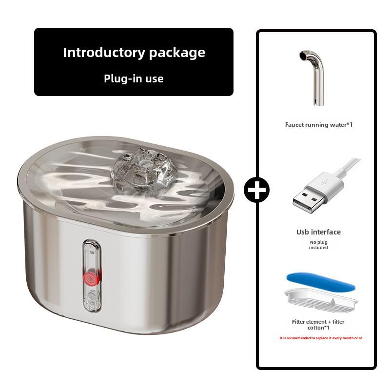 

Фонтан для питомцев: Большая поилка для воды из нержавеющей стали 304 с циркуляционным фильтром для кошек и собак EU Plug