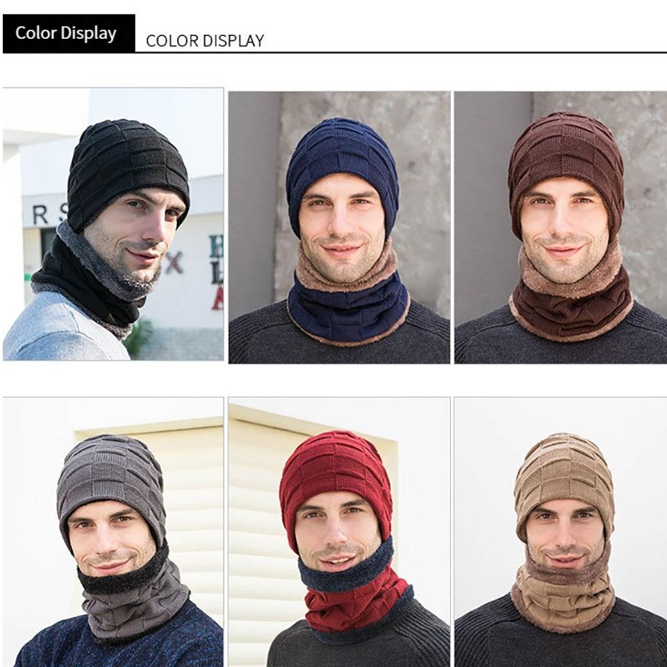 Getinfit Pullover Cap Two-Piece Set Hat Neck Scarf Gloves Men Outdoor Warmth Windproof Neck-Protecting Hood Adding Fleece Ski