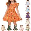 Kids Casual Christmas Print Sleeve Dress for Holiday Party and Everyday Wear