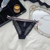 Sexy Damen-Slips Tanga mit Schleife Spitze Jacquard Netz Dünn Transparent Belüftet Niedrige Taille Unterwäsche Der Stoff Ist Bequem Und Weich