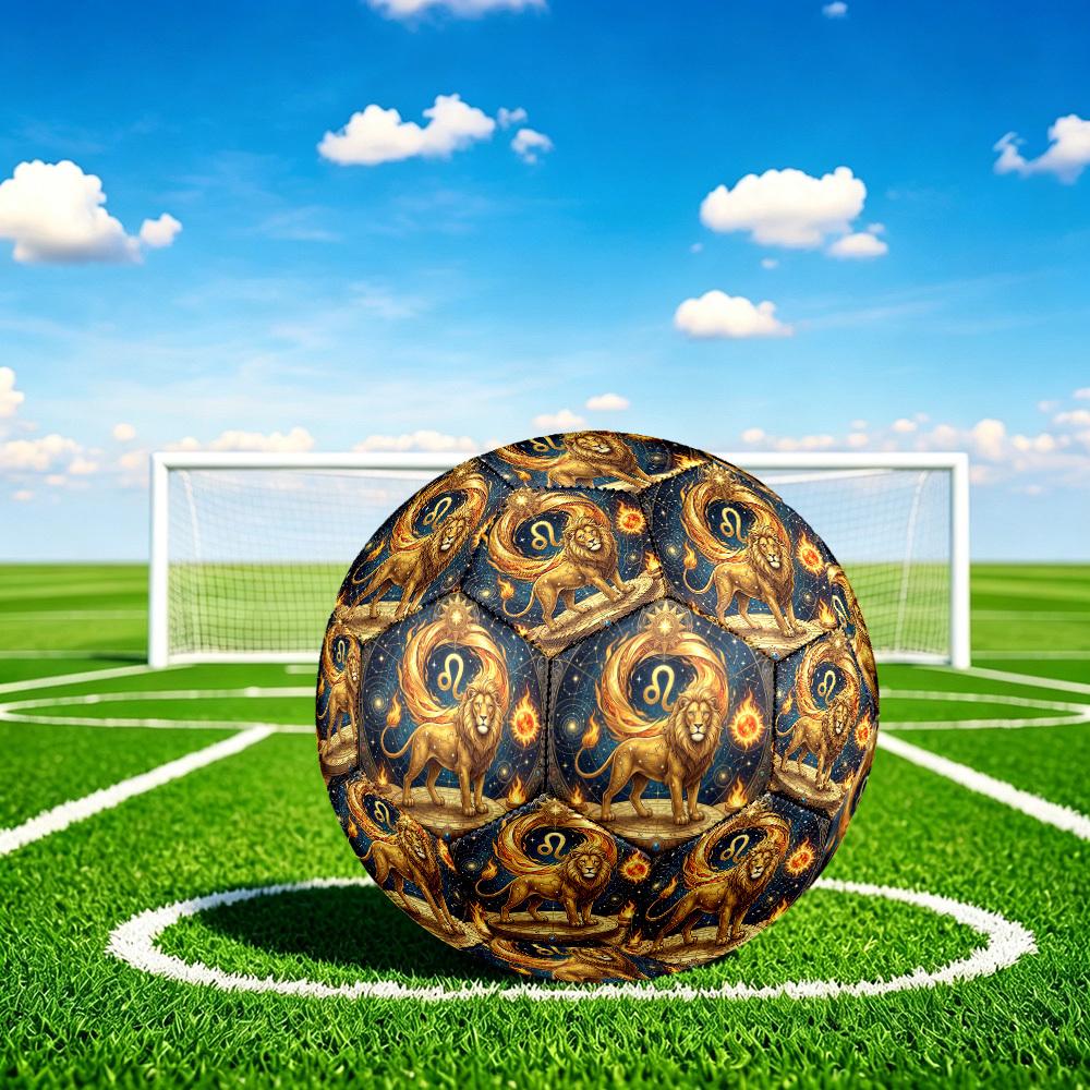 1pc Lion Zodiac Symbolism Theme Soccer Ball Football, Size 5, Lightweight PVC, Durable Outdoor Training Soccer Ball, Gift m61449