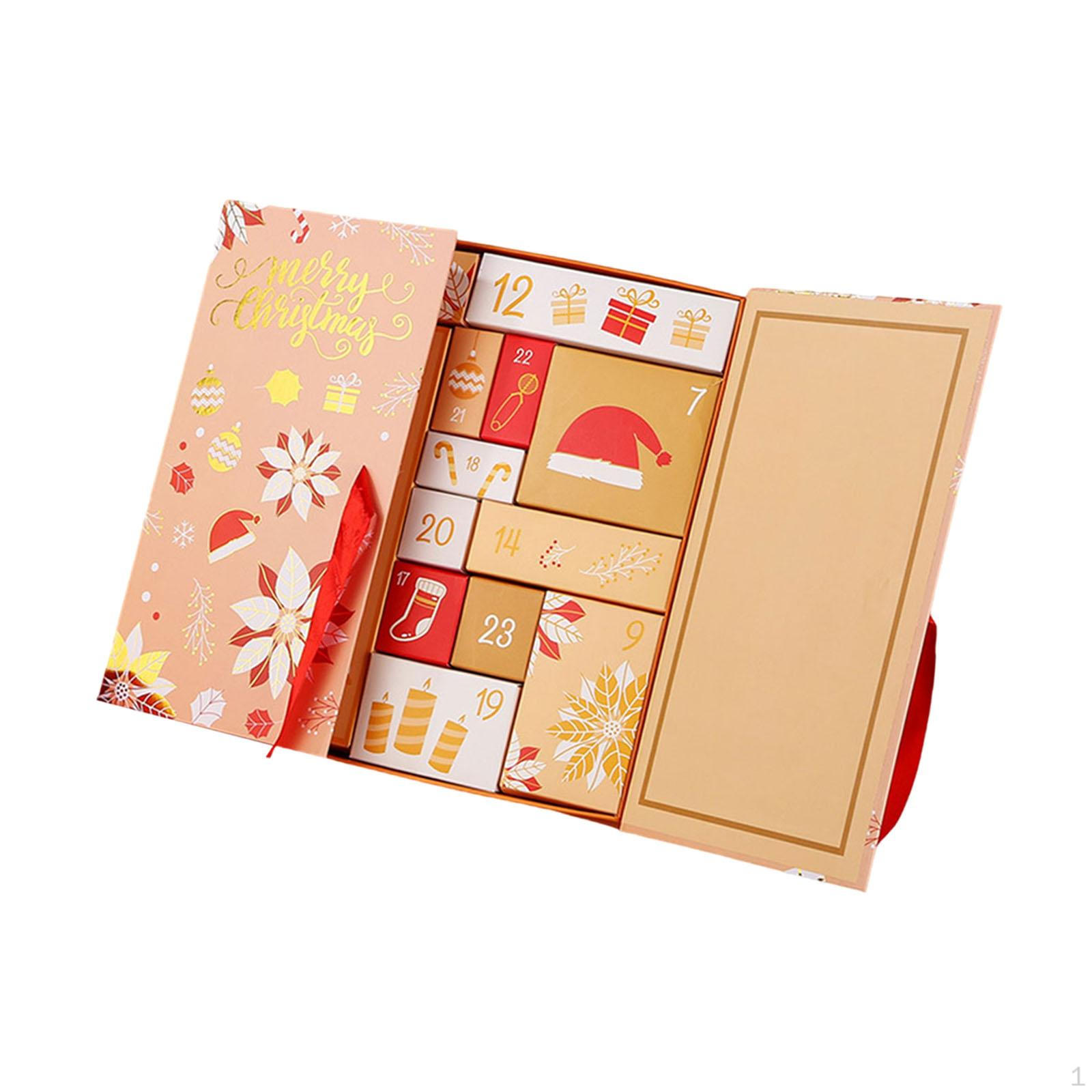 

2x Рождественский календарь Подарочная коробка Реквизит Украшение 24 дня Украшение для магазина золотой