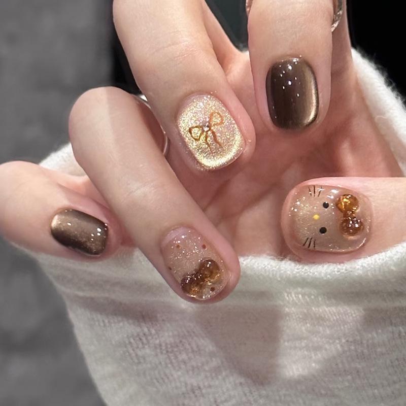 Verlaufende Bernstein-Goldfolie Abnehmbare Nagelsticker - Herbst/Winter-Kollektion