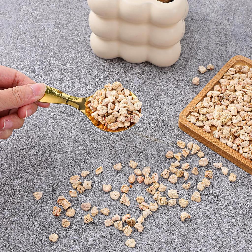 TIESOME 7 PCS Short Handle Spoons, Gold Stainless Steel Mini Scoops Thickened Small Round Spoon Small Coffee Scoops for Canisters Salt Sugar Coffee